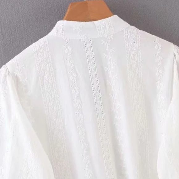 Boho Crochet Eyelet Button Up Gypsy Dress white - Picture 11 of 15
